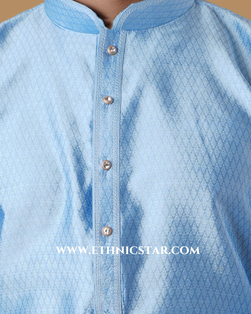 Blue Color Kurta Pajama In Silk